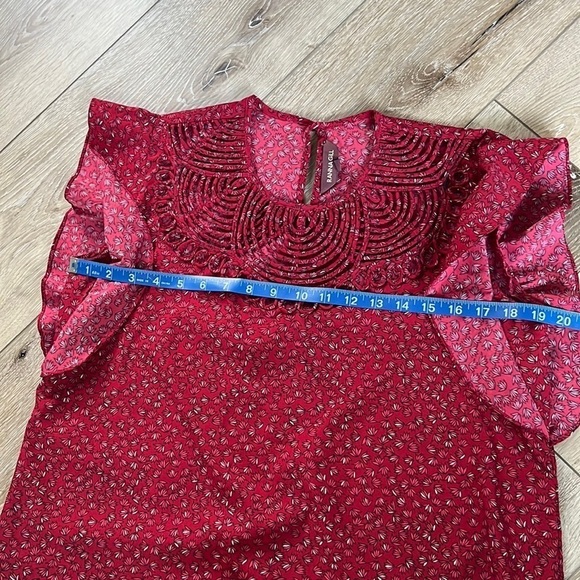 Anthropologie Ranna Gill Markie Cutout Blouse Red Floral - Picture 12 of 13